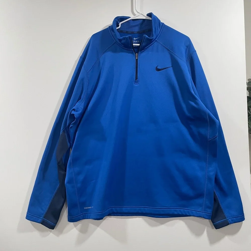 Nike Therma-FIT Mens‎ 2XL Royal Blue Quarter Zip Pullover Fleece 645383-480
